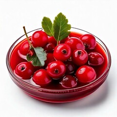 Hawthorn Compote Isolated Images for Heart Health: Glossy Hawthorn Compote Photos with White Background Showcasing Hawthorn Compote