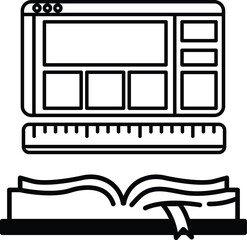 computer monitor with a book open on it