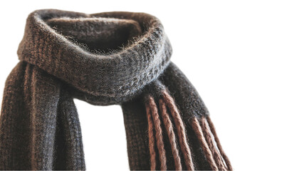 Warm Grey and Brown Knitted Scarf on Black Background