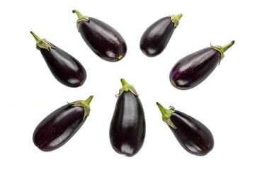 Fresh Eggplants on White Background