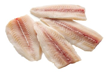 Raw Fish Fillets on White Background