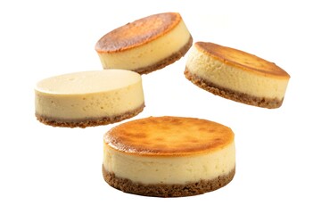 Delicious Mini Cheesecake Rounds on White Background