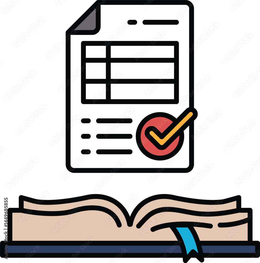 Poster a check mark is on a piece of paper with a list of items