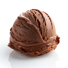 Single Scoop of Delicious Chocolate Ice Cream on White Background