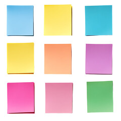 Isolated on white, sticky notes set in vibrant colors Corporate presentation and branding kits E-learning and digital workspace content Stationery and back-to-school marketing