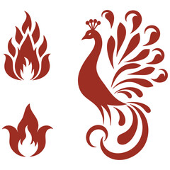 Fiery Peacock: Red Bird Graphic Design