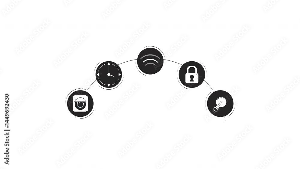 Aufkleber wireless connectivity icons for smart home network outline hand drawn 2d objects animation. surveill