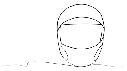 continuous one line drawing of helmet. vector head protection