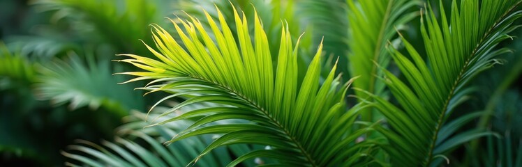Lush saw palmetto serenoa repens plant growing in garden. Green leaves, tropical foliage. Botanical illustration, native plant, herbal medicine, landscape. Growth in wild nature, vibrant colors.