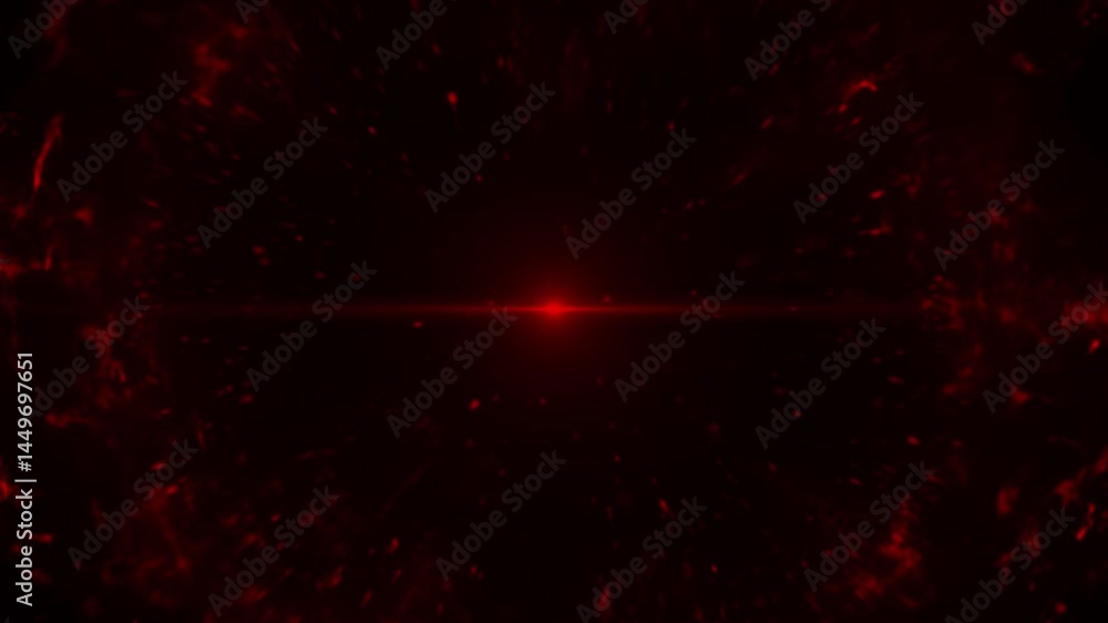 Poster red plasma sphere expands in fiery energy shockwave. abstract particle explosion effect with central