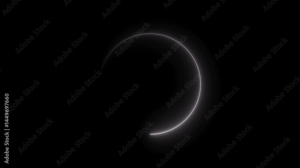 Aufkleber glowing white circle traces circular path animation on black background. abstract loading indicator 