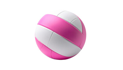 volleyball is sitting, the ball is white and pink the image has a mood of calmness and relaxation isolated on solid white background 