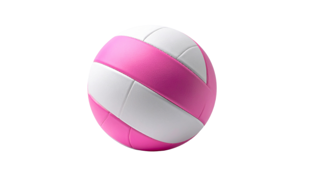 volleyball is sitting, the ball is white and pink the image has a mood of calmness and relaxation isolated on solid white background 