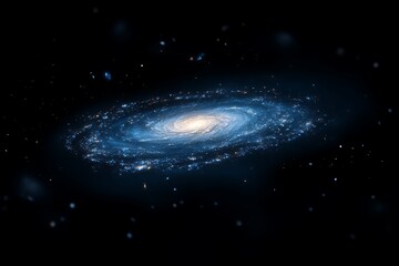 Obraz premium Majestic spiral galaxy swirling in deep space cosmic wonder with brilliant blue and white hues glittering stars
