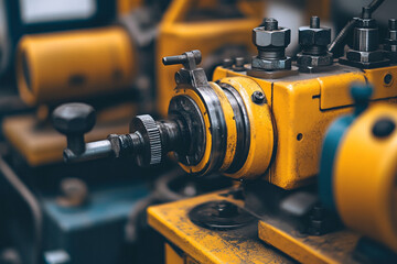 Close-up view of hydraulic press in operation showcasing precision engineering at a manufacturing facility