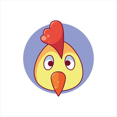 Chicken Head Icon - Colored Illustration Style