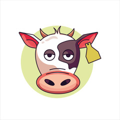 Cow Head Icon - Colored illustration Style