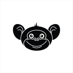 Monkey Head Icon - Silhouette Style
