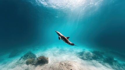 Obraz premium Dolphin swimming underwater