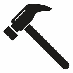 Hammer black and white icon on white background.