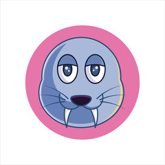 Seal Head Icon in Colored Style