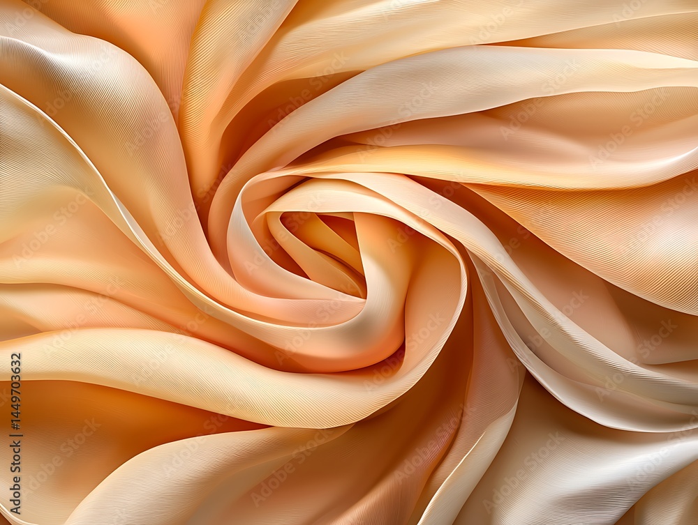 Aufkleber soft textured fabric in gentle cream and peach color swirl pattern