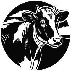 set of cow vector silhouette illustration isolated on white background
