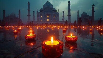 Ethereal Remembrance: Candlelit Vigil at the Taj Mahal