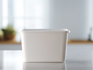 Simple white compost bin on modern kitchen counter