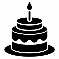 Birthday cake icon vector on white background.