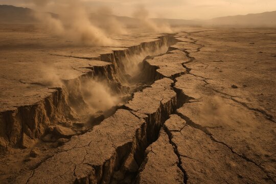 Fototapeta Dramatic cracked desert landscape