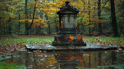 Tranquil garden fountain detail