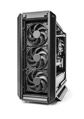 A powerful custom-built PC case featuring triple front intake fans and high-end internal components...
