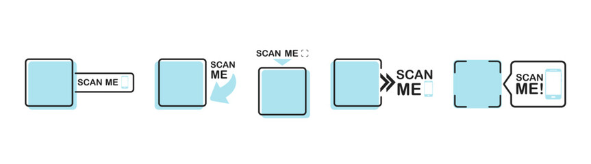 QR code scan for smartphone. Template scan me Qr code. Scan me frame. Vector illustration.