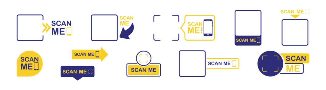 QR code set. Scan qr code icon. Scan me barcode sign. QR code scan for smartphone.