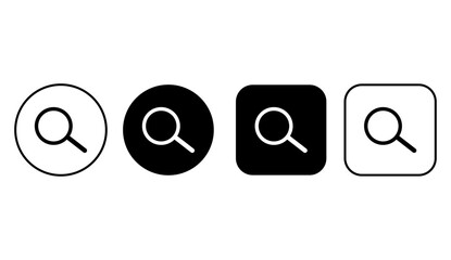 Set of magnifying glass icons buttons for web design.  Magnifier or loupe signs. Search symbols