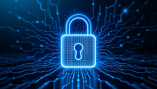 "Padlock Icon as a Symbol of Cybersecurity and Digital Data Protection in Modern Security Interfaces"

