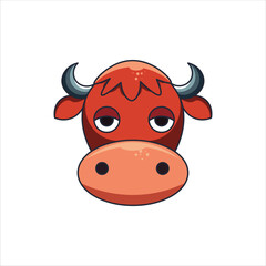 Bull Head Icon Colored Illustration