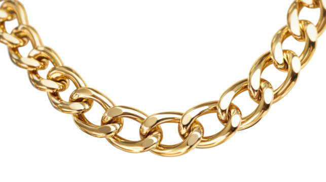 golden chain heart isolated on white background 