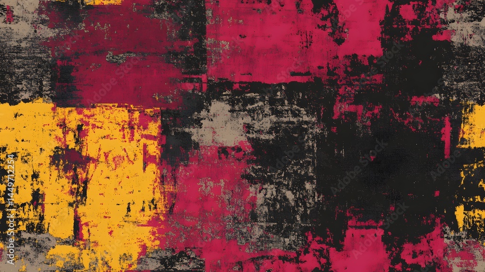 Poster vibrant abstract pattern with bold color blocks.