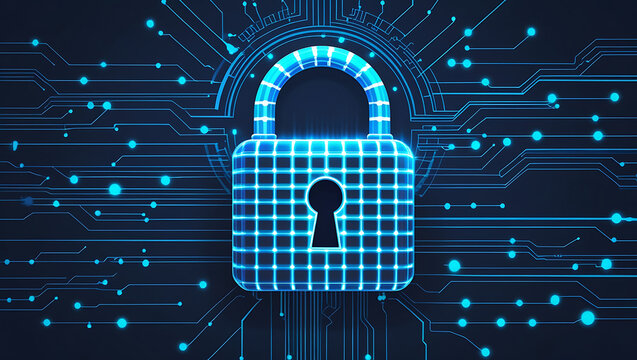 "Padlock Icon as a Symbol of Cybersecurity and Digital Data Protection in Modern Security Interfaces"

