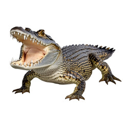 Obraz premium Large Crocodile open mouth isolated on white background. Clipping path. Ai Generated Images