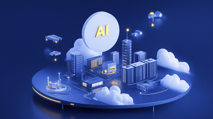 Artificial Intelligence Futuristic City Concept with Digital Technology and Innovation