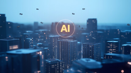 Artificial Intelligence Futuristic City Concept with Digital Technology and Innovation