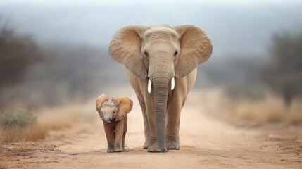 Elephant mother and calf