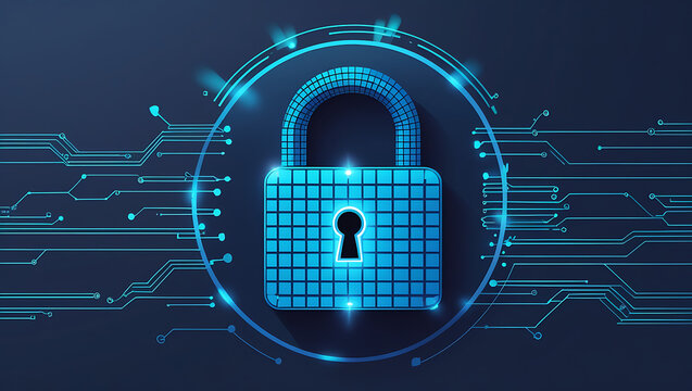 "Padlock Icon as a Symbol of Cybersecurity and Digital Data Protection in Modern Security Interfaces"

