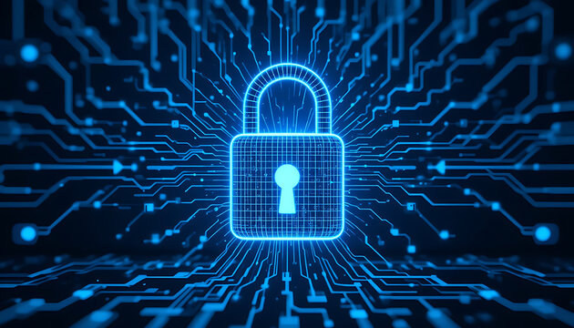 "Padlock Icon as a Symbol of Cybersecurity and Digital Data Protection in Modern Security Interfaces"

