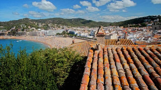 Overlooking the Bay of Tossa de Mar from the old fortress,Spain
