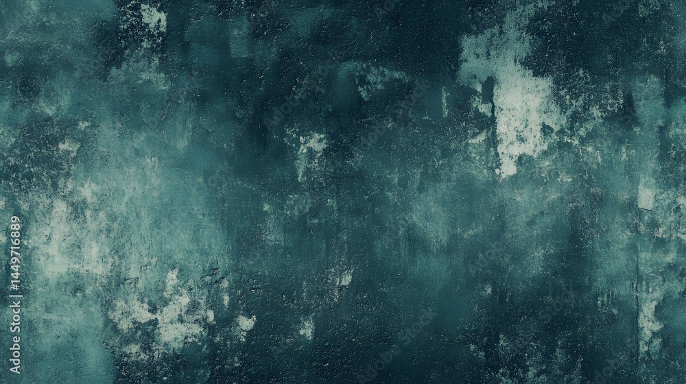 Poster textured teal backdrop with distressed surface patterns.