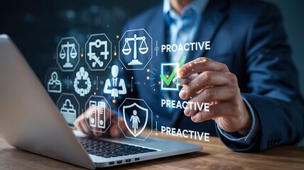 Businessman Using Technology For Proactive Compliance Solutions